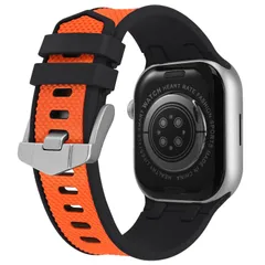 【在庫セール】8 9 Ultra 7 Series 6 交換ベルト 耐摩耗性 5 肌にやさしい 柔らかい 4 防水性と耐汗性 スポーツバンド 3 49mm 45mm 2 44mm 42mm 1 バイカラーのシリコン時計ベルト バンド SE アップルウォッチ コ