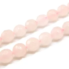 「1連 15cm」 ローズクォーツ 64面カット (クリーム) 12mm パワーストーン バラ売り 天然石 パワーストーン 連売り