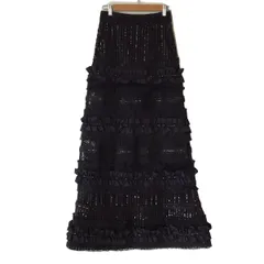 alice+olivia(アリスオリビア) ロングスカート サイズ0 XS レディース - 黒 フリル/スパンコール