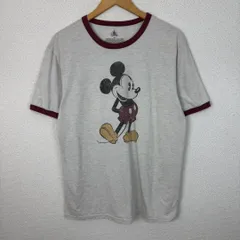 Disney ディズニー Tシャツ リンガーTシャツ ミッキーマウス 半袖 グレー Mサイズ メンズ 古着 アメカジ