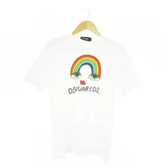 ディースクエアード DSQUARED2 22SS 半袖Tシャツ クルーネック コットン プリント レインボー ロゴ M 白 ホワイト /AO12 ■GY19