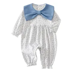 【新品】 Baby nest ベビー服 綿100% ロンパース 女の子 カバーオール 新生児服 可愛い 出産祝い ギフト 誕生日 ブルー 80 9-12ヶ月 1