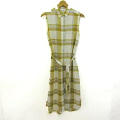 ミラオーウェン シャツノースリーブワンピース チェック柄 トップス レディース Oサイズ ベージュ系 Mila Owen 【中古】