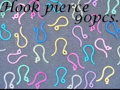 カン付きカラー樹脂フックピアス★9色×各30個計270個★アレルギーの方にも