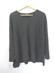 ◇ ⊇ INDIVI インディヴィ シンプル 無地 長袖 ニット セーター サイズ38 ブラック系 レディース E  【1411070013859】