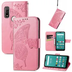 【在庫セール】手帳型 ケース ノートブック型携帯電話保護カバー多機能携帯電話ホルスター財布携帯電話ホルダーバンプパターンテクスチャ耐久性摩擦耐性携帯電話ケース男性と女性に適した多色オプション F-51B we (バタフライピンク) に適用するArrows