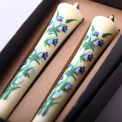 【10cm】四季の花ろうそく 2本入【りんどう】 ／ 全19種 竜胆 手描き 越後 新潟県 蝋燭 和柄 絵ろうそく 小池ろうそく店【メール便】