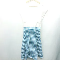 ◇ IEDIT イディット ギンガムチェック柄 半袖 膝丈 ワンピース サイズF ブルー系 レディース E  【1407180030237】のサムネイル