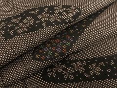 平和屋着物▽江戸小紋 単衣 舞扇文 正絹 逸品 CAAW1251xi