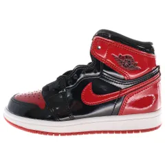 NIKE (ナイキ) AIR JORDAN 1 RETRO HIGH OG (PS) AQ2664-063 エアジョーダン パテントブレッド ハイカットスニーカー [キッズサイズ ブラック/レッド US12C/JP18cm