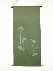 タペストリー　若草色　レンゲ　絞り　壁掛け　45×100㎝