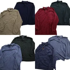 古着卸 まとめ売り ラルフローレン 長袖 ポロシャツ 8枚セット (メンズ 2XL ) 90s～00s ポニーマーク チェック柄 無地 中古 古着 MY5289