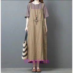サロペット オールインワン 綿麻 サロペットワンピース ミモレ丈 ジャンバースカート ロングワンピース ノースリーブ タンクワンピース ロング丈 レデ