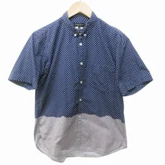 コムデギャルソンオムプリュス COMME des GARCONS HOMME PLUS AD2008 ドット柄 シャツ ボタンダウン 半袖 ブリーチ加工 青 ブルー グレー SS 約XSサイズ