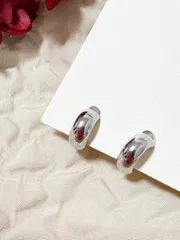 日本製 K18ポスト シンプルメタルピアス ぷっくり甲丸 （シルバー）刻印入り