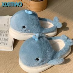鯨スリッパ：女性用冬用屋内シューズ - 柔らかなフリース、EVAソール、そしてかわいいデザイン