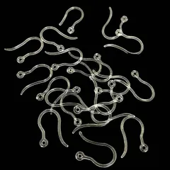 P-351 高品質 樹脂 ピアスフック 16mm×9mm【クリア】20個入 10ペア 透明 フックピアス ピアスパーツ アレルギー対応 カン付き シリコン ハンドメイド アクセサリーパーツ