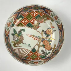 古伊万里、柿右衛門様式、特大女人蓋物、唐獅子、草加紋。