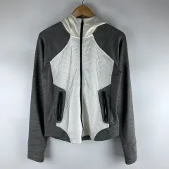 UNDER ARMOUR(アンダーアーマー) 白 グレー 機能性 ジップアップパーカー フード付き L 250925