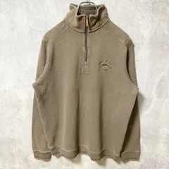 古着 used　Tommy Bahama　長袖ハーフジップセーター　ハイネックニット　ワンポイント刺繍　ベージュ　ブラウン　秋冬服