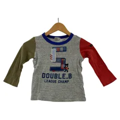 DOUBLE_B ダブルビー ミキハウス 刺繍 プリント長袖Ｔシャツ size100/グレー×カーキ×レッド