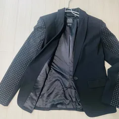 極美品 アルマーニエクスチェンジ テーラードジャケット 無地 長袖 秋冬～通年 レディース S相当黒 ブラック系 G0037