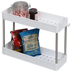 アストロ 【使い方動画あり】 シンク下収納ラック ホワイト スリム 2段 キッチンラック 洗面台下 収納ラック キッチン収納 調味料ラック フック付き 省スペース 台所 310-27 0