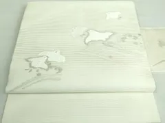 平和屋着物■極上　夏物　九寸名古屋帯　立波に千鳥　蒸栗色地　銀糸　逸品　DZAA6960kh5