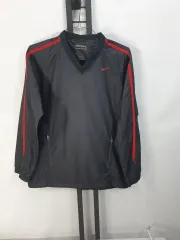 ナイキ ゴルフ ウィンドブレーカー Vネック ウォームアップ ジャケット ブラック レッド L