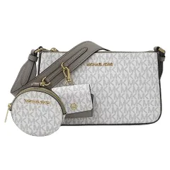 マイケル・コース Michael Kors バッグ レディース ブランド ショルダーバッグ MKシグネチャー コーティングキャンバス レザー ホワイト グレー ミニバッグ 小さめ ポーチ付き おしゃれ 【中古】