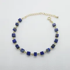 ラピスラズリのビーズチェーンブレスレット　♯103