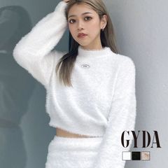 【SALE】【即納】GYDAプレートシャギーニットトップス GYDA ジェイダ 072462687001 gyda レディース プルオーバー セーター シャギーニット ショート丈 フリーサイズ 黒 ブラック ベージュ GYDA ニット 新品 正規品