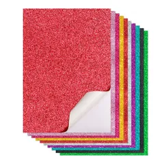 【特価商品】自由に切って 応援うちわ A4サイズ不同色 10色セット 素材 シール うちわ DIY手芸用 ジャンボうちわ用 シールタイプ 10枚セット グリッターシート