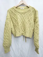 ◇ INGNI イング ショート丈　バックリボン 長袖 ニット サイズM イエロー レディース P  【1408200020726】