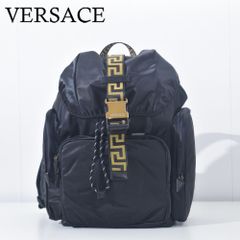 ヴェルサーチ バックパック グレカ ロゴ ナイロン メンズ レディース ブラック ブランド 1003066 バッグ VERSACE