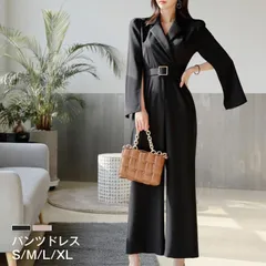 パンツスーツ 結婚式 パンツ ロング ベルト付き オールインワン ロングパンツ ワイドパンツ 長袖 黒 体型カバー 細見え ブラックドレス きれいめ かっこいい おしゃれ 二次会 発表会 同窓会 お呼ばれ 成人式 食事会 フォーマル 通勤 セレモニー