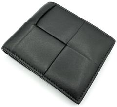 【鑑定済み】正規品 BOTTEGA VENETA ボッテガヴェネタ カセット マキシ INTRECCIATO  イントレチャート 二つ折り財布 カーフレザー ダークグレー