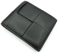 【鑑定済み】正規品 BOTTEGA VENETA ボッテガヴェネタ カセット マキシ INTRECCIATO  イントレチャート 二つ折り財布 カーフレザー ダークグレー
