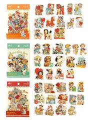 【人気商品】デコシール 手作り DIY 収納ボックス 耐水性 文具箱 PET ステッカー カレンダー かわいい ノート 猫、子犬、馬、象 素材 スクラップブック コラージュ スケジュール(動物Party 90枚 フレークシール B) Zolarkar