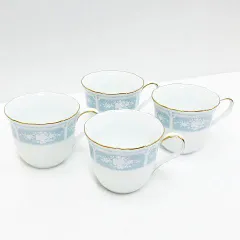 Noritake ノリタケ レースウッド ゴールド マグカップ 4客セット 口径約9cm ブルー 箱付き Z0041-0523③