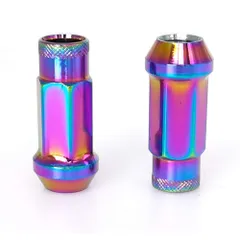 新品 (虹色 レーシングナット ロックナット 50BV30鍛造 合計22個 2個さービス 20セット M12×P1.25) 貫通タイプ 奥行48mm M12×P1.25 M12×P1.5 ホイールナット スチール製
