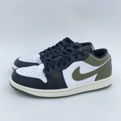【中古】NIKE AIR JORDAN 1 Low Black/Medium Olive/White スニーカー 28cm 553558-002 ブラック ホワイト ダークグリーン ナイキ[10]