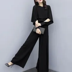 Lサイズ パンツドレス　ツーピース　二次会　卒園式　卒業式　ブラック 結婚式