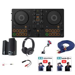 【スマホスタンド付き・初心者全部入りマルチメディアスピーカーセット】AlphaTheta(アルファシータ) / DDJ-FLX2_MM-SPL2N3_KCX85_BLKOp11_set