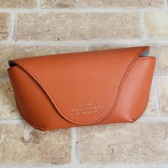 Smythson スマイソン メガネケース 型押しレザー コーラルピンク 保存