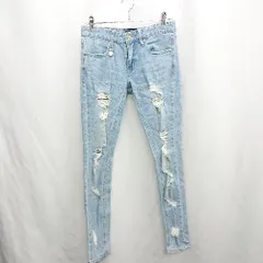 ◇ Θ Rady レディ ストレッチ スキニーパンツ ダメージ加工 デニムパンツ サイズ24 ライトブルー系 レディース E  【1410290077122】