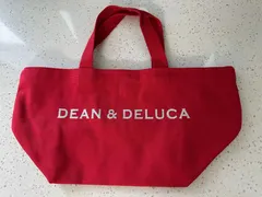 DEAN&DELUCA　ディーン＆デルーカ　トートバック エコバッグ 　コットン　レディース　Ｓサイズ　レッド（ロゴ：シルバー）