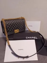 CHANELボーイシャネル キャビアスキン 黒 ショルダーバッグ-MM輸入1