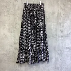 LEPSIM  レプシィム　ロングフレアスカート　黒×白×花柄　レディース　Fサイズ