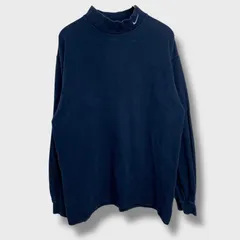☆NIKE☆ナイキ☆モックネックカットソー☆90s☆USA製☆スウォッシュロゴ☆長袖Tシャツ☆ネイビー☆M☆E25M